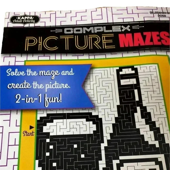 🌟 Kappa Adult Activity Complex Picture Mazes 2-in-1 Fun Activity Book 🌟 - Picture 3 of 3